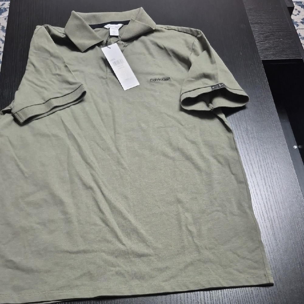 Calvin Klein Olive Green Polo Shirt - Picture 3 of 4